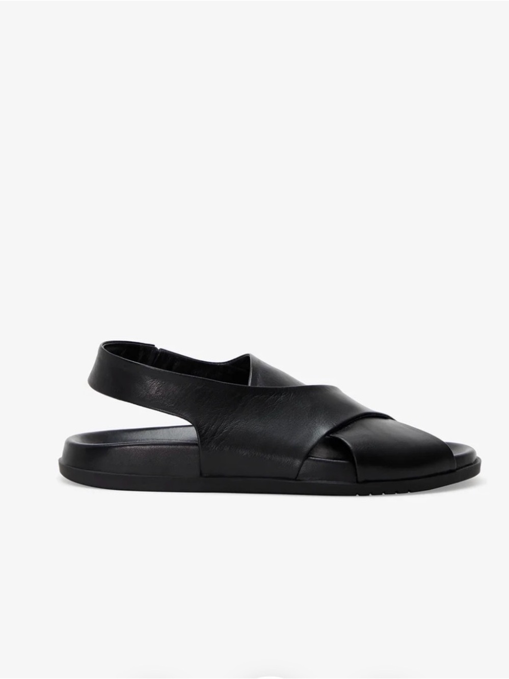 Marcella NYC Heidi Black Leather Cross-Band Slingback Sandals - Picture 4 of 11